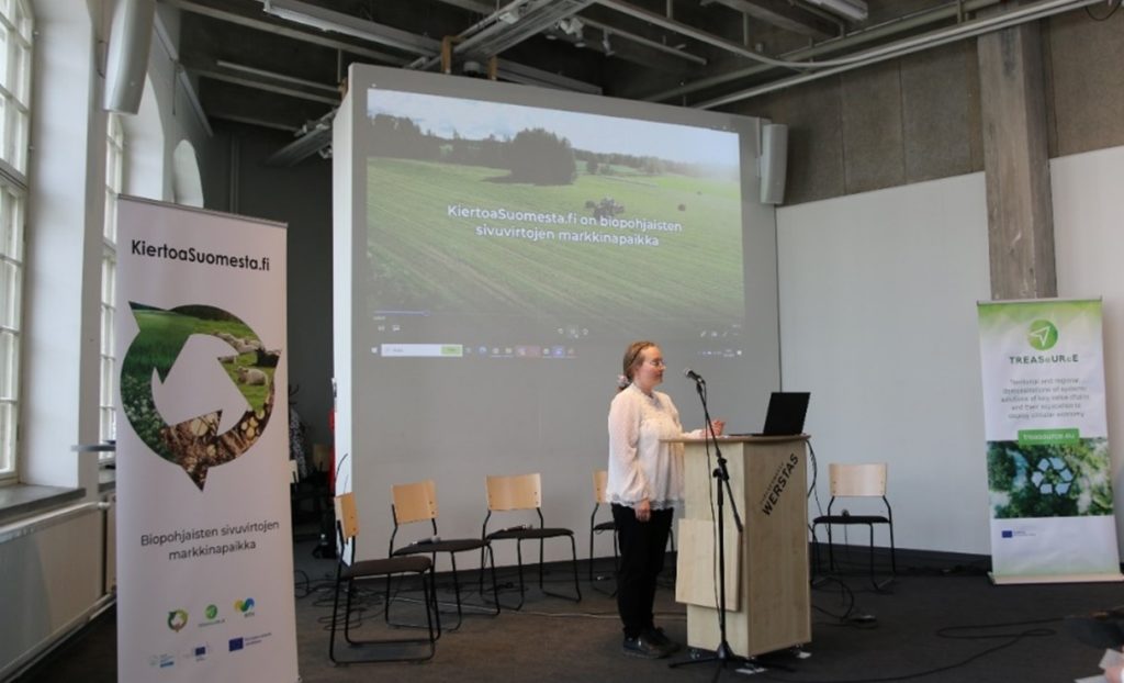 Riina Kärki, project manager in TREASoURcE project presented CircularFinland platform.